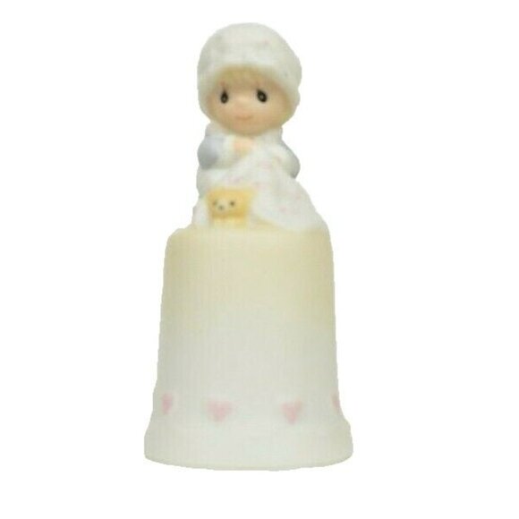 Enesco Precious Moments Love Covers All Vintage Collectible Porcelain Thimble - Picture 2 of 9